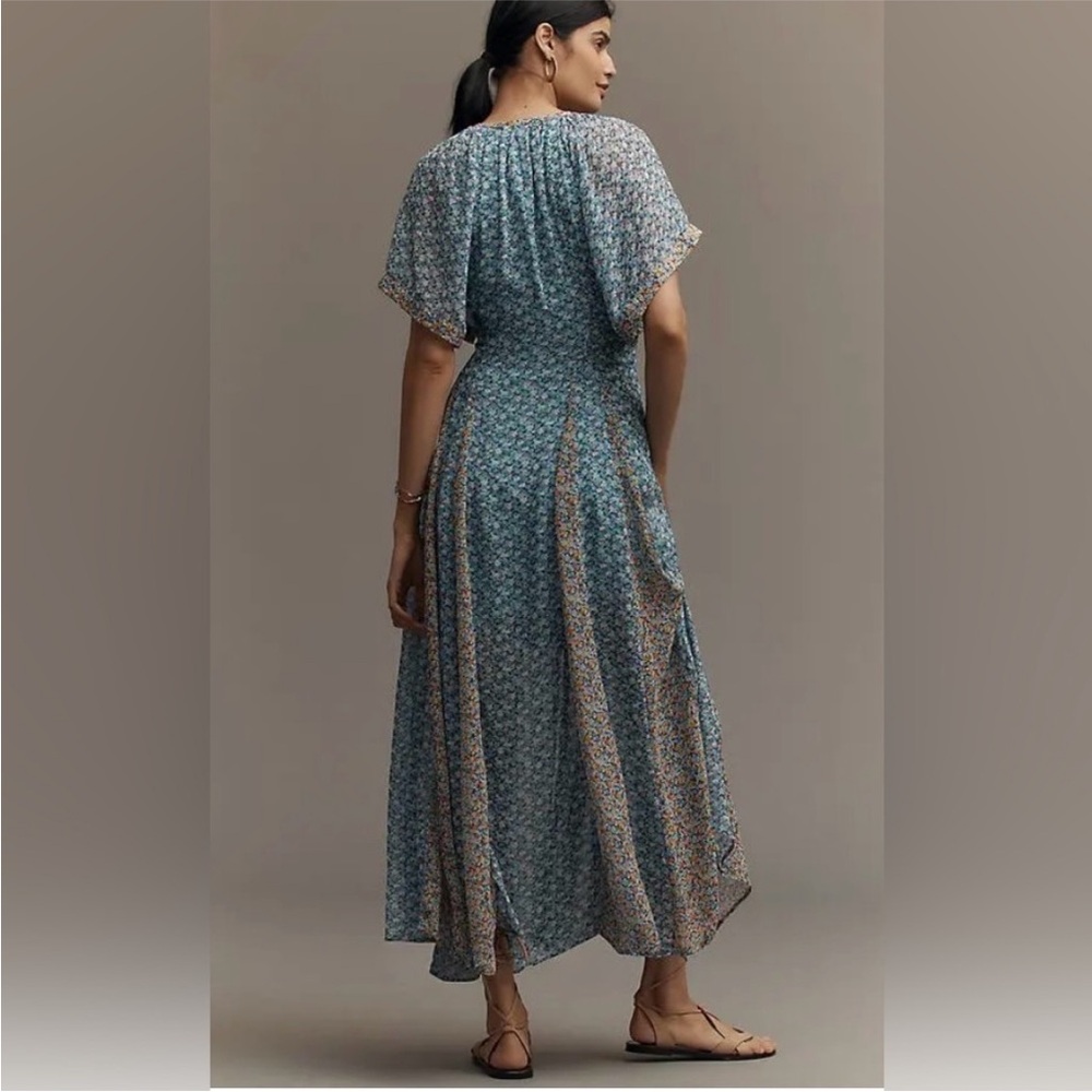 Anthropologie Blue Floral Maxi Dress - Picture 3 of 15